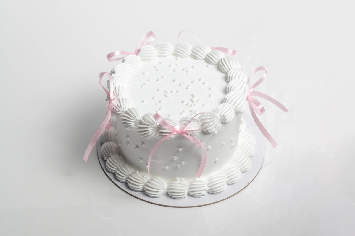 Vintage Pearl & Pink Ribbon Cake